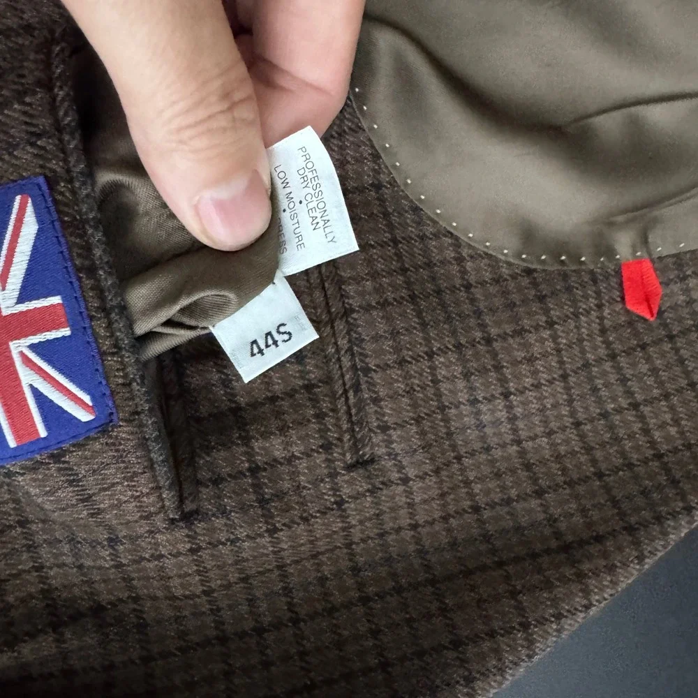 Austin Reed Blazer‎ Mens 44S Brown Check Plaid Two Button Sport Coat Wool USA